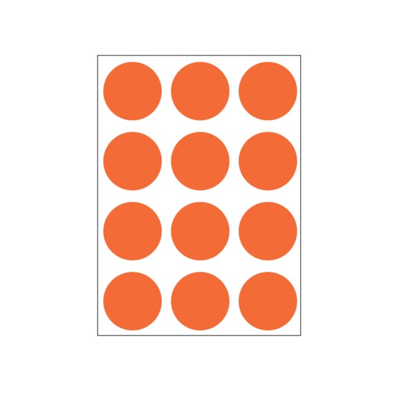 1-1/4" Color Coding Dots Orange - Sheet Form